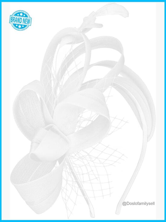Derby Fascinator Hat with Feathers Chic Tea Party Headpiece Tulle Mesh Bow main image 6